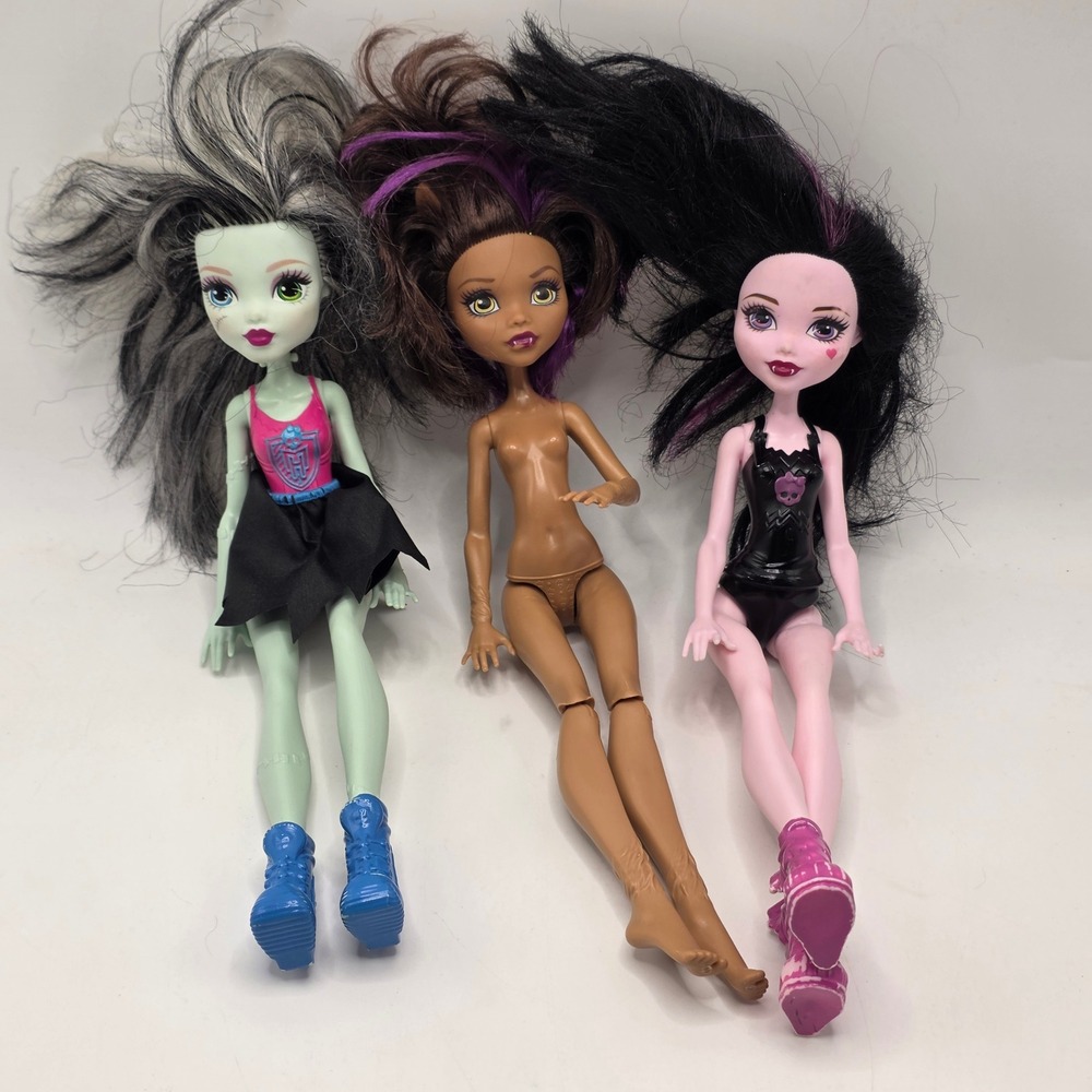 Mattel Monster High Doll Lot 3 Frankie Clawdeen Draculaura TLC OOAK Parts Repair